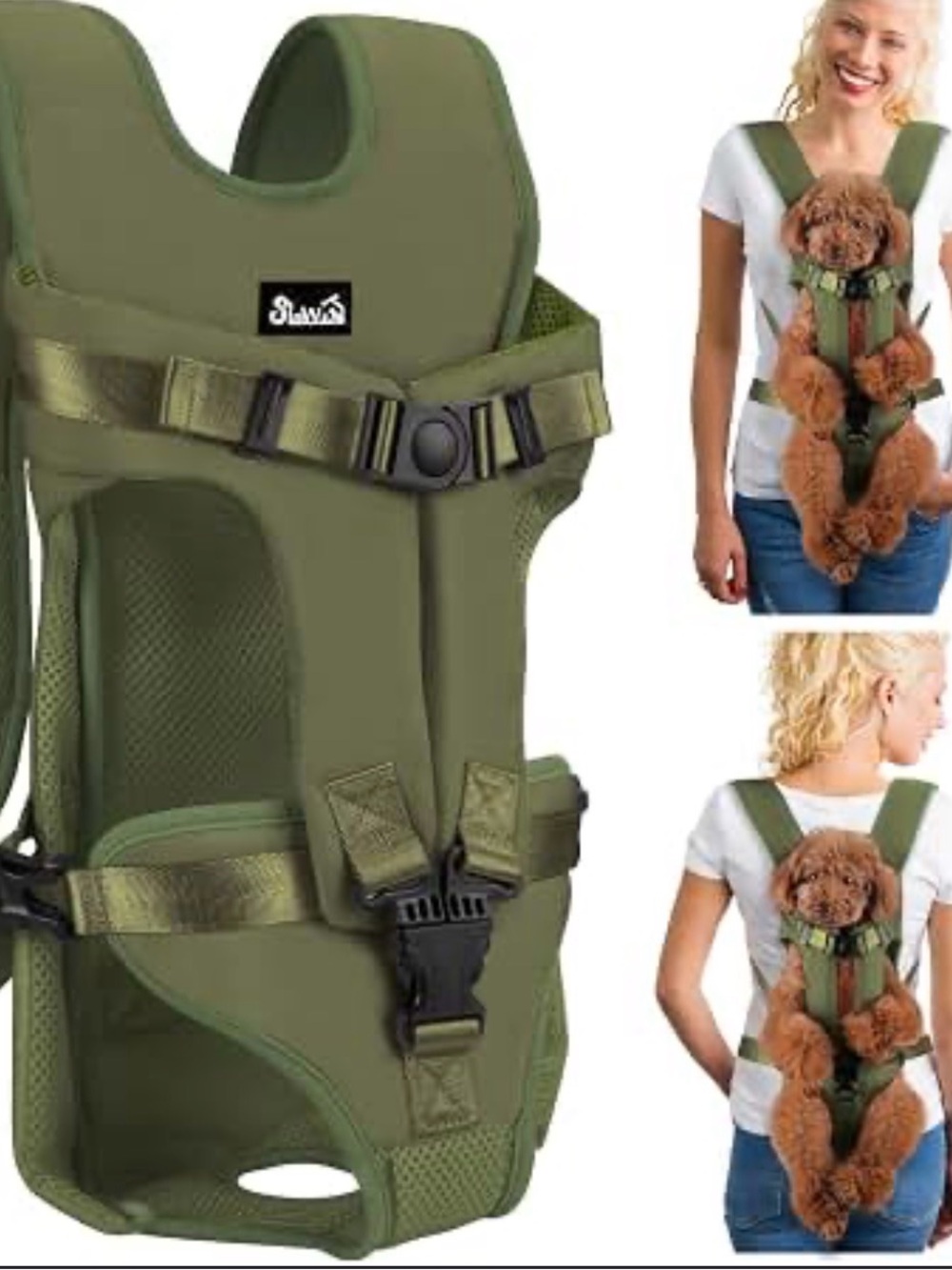 NWOT olive green Tailup Pet Backpack Carrier designed for front-carrying small d